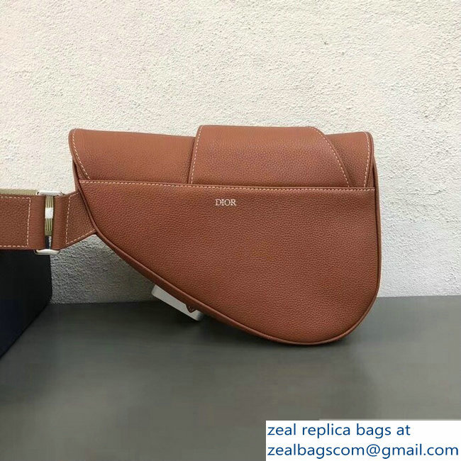 Dior Grained Calfskin Saddle Shoulder Belt Bag Brown 2019