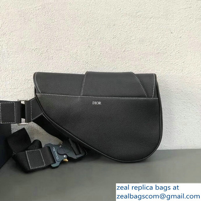 Dior Grained Calfskin Saddle Shoulder Belt Bag DIOR x KAWS Black 2019