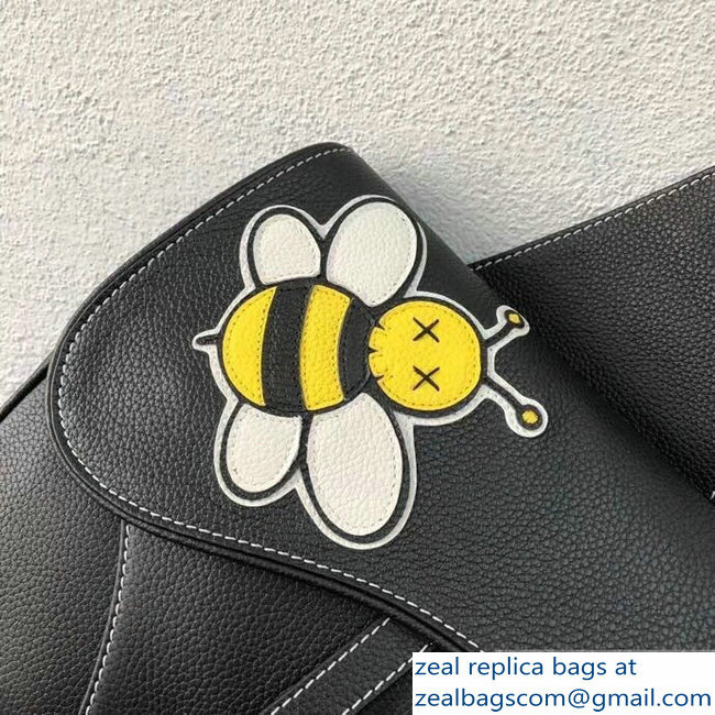 Dior Grained Calfskin Saddle Shoulder Belt Bag DIOR x KAWS Black 2019