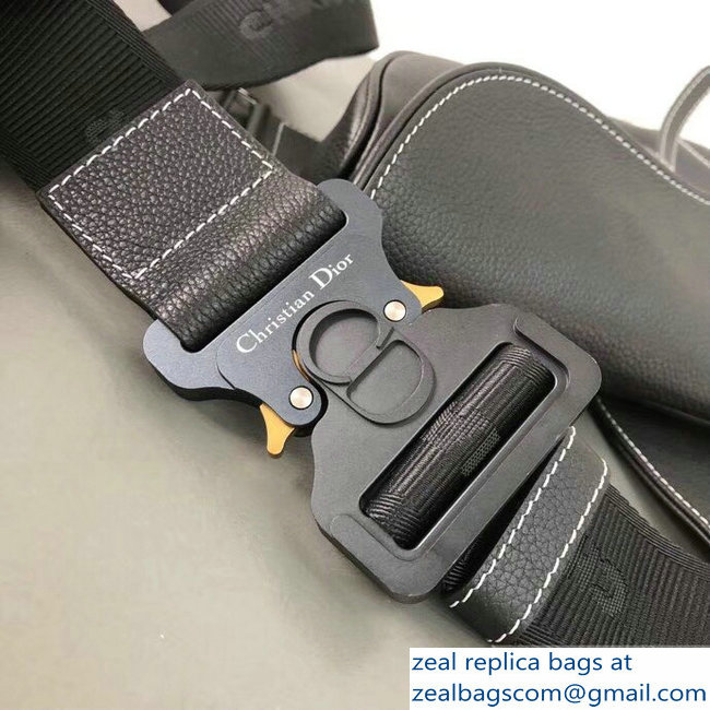 Dior Grained Calfskin Saddle Shoulder Belt Bag DIOR x KAWS Black 2019