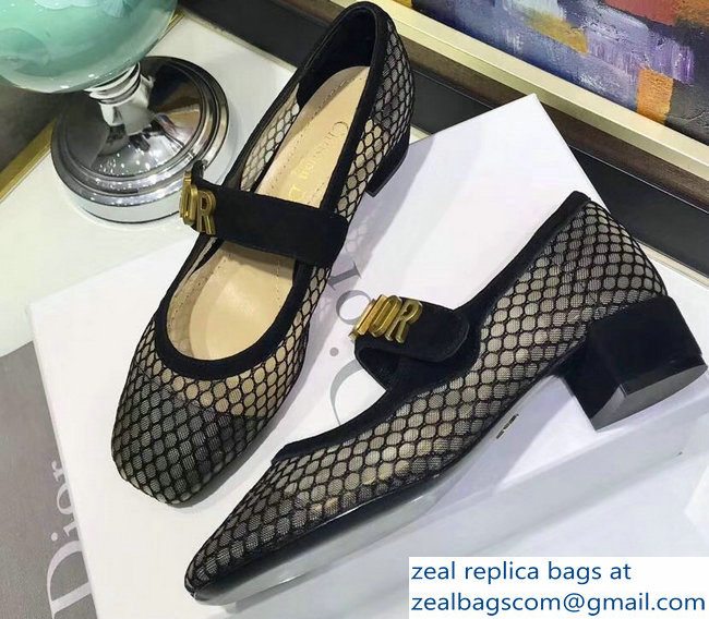 Dior Heel 3cm Baby-D Ballet Pumps Mesh Black 2019