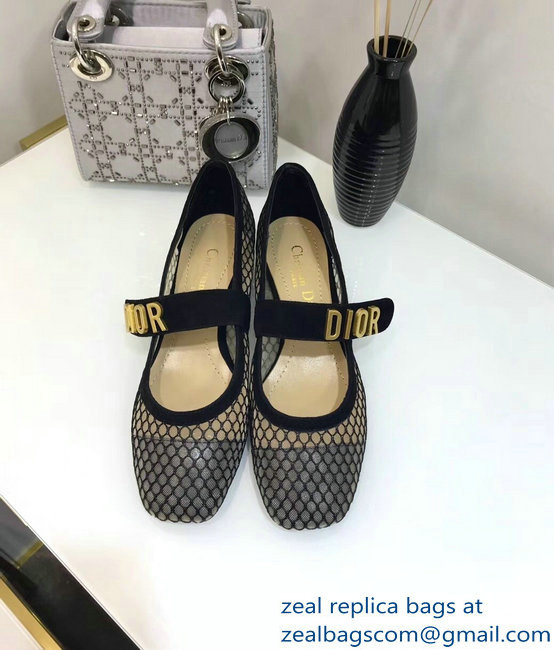 Dior Heel 3cm Baby-D Ballet Pumps Mesh Black 2019 - Click Image to Close