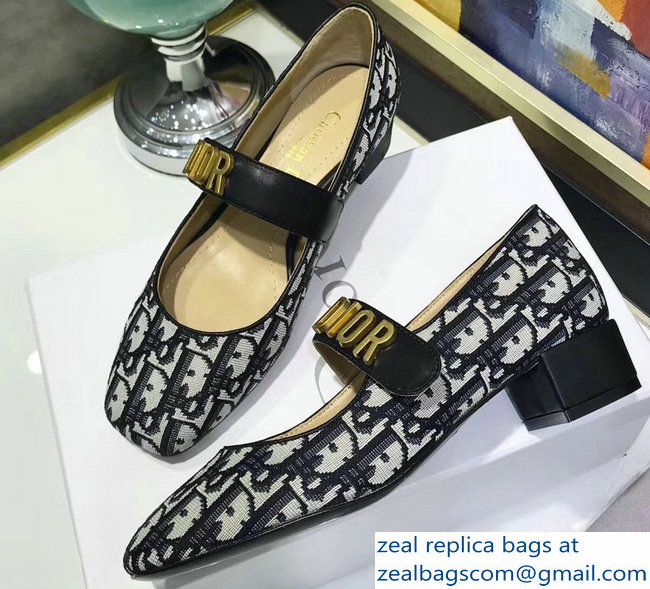 Dior Heel 3cm Baby-D Ballet Pumps Obliuqe Jacquard Canvas Black 2019
