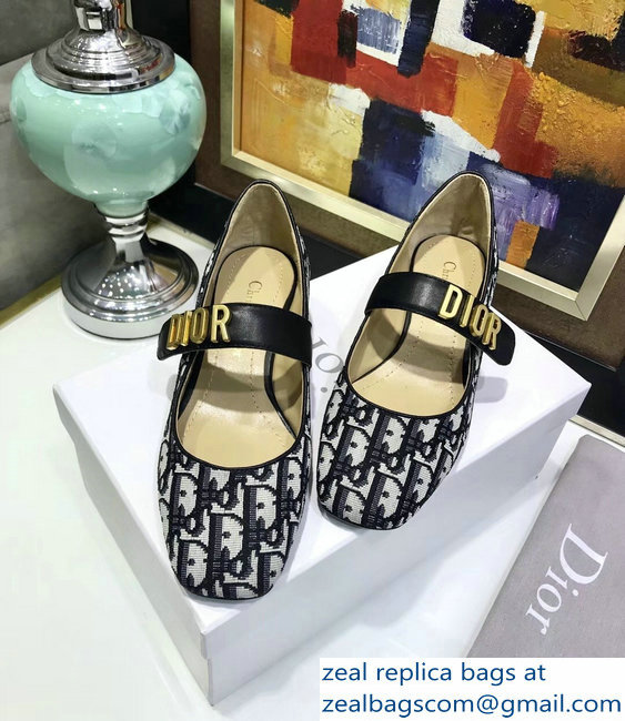 Dior Heel 3cm Baby-D Ballet Pumps Obliuqe Jacquard Canvas Black 2019