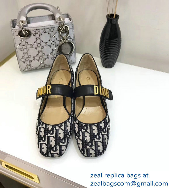 Dior Heel 3cm Baby-D Ballet Pumps Obliuqe Jacquard Canvas Black 2019 - Click Image to Close