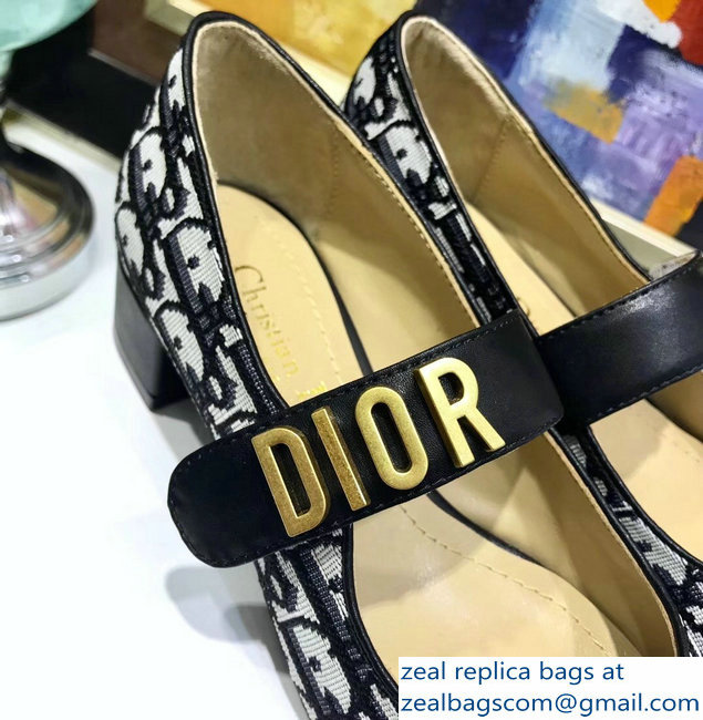 Dior Heel 3cm Baby-D Ballet Pumps Obliuqe Jacquard Canvas Black 2019