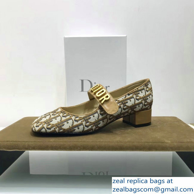 Dior Heel 3cm Baby-D Ballet Pumps Obliuqe Jacquard Canvas Brown 2019 - Click Image to Close