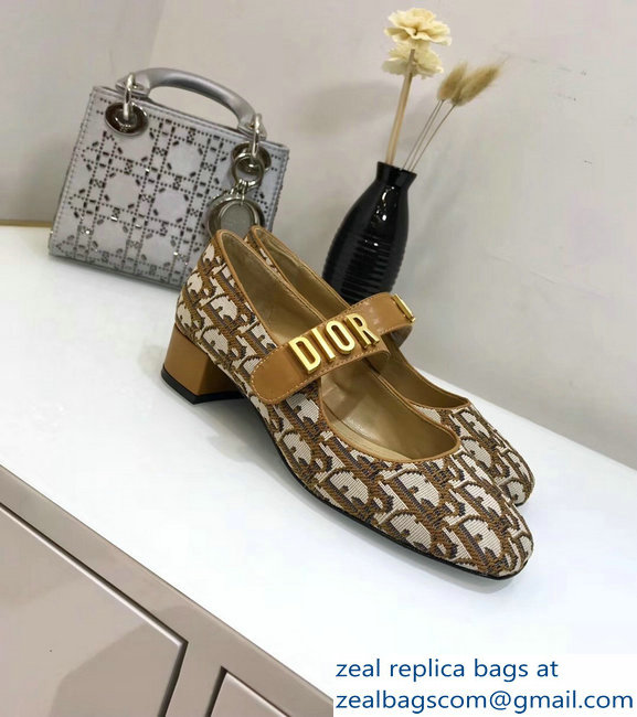 Dior Heel 3cm Baby-D Ballet Pumps Obliuqe Jacquard Canvas Brown 2019