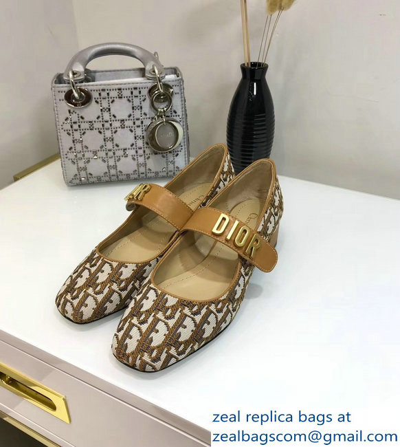 Dior Heel 3cm Baby-D Ballet Pumps Obliuqe Jacquard Canvas Brown 2019 - Click Image to Close