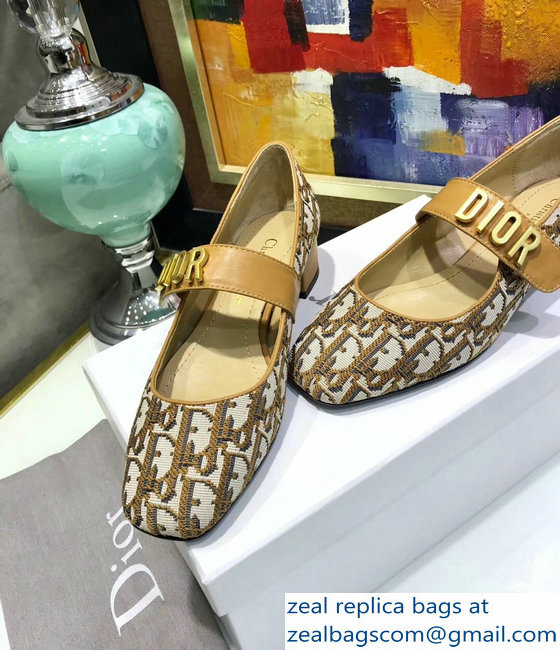 Dior Heel 3cm Baby-D Ballet Pumps Obliuqe Jacquard Canvas Brown 2019 - Click Image to Close