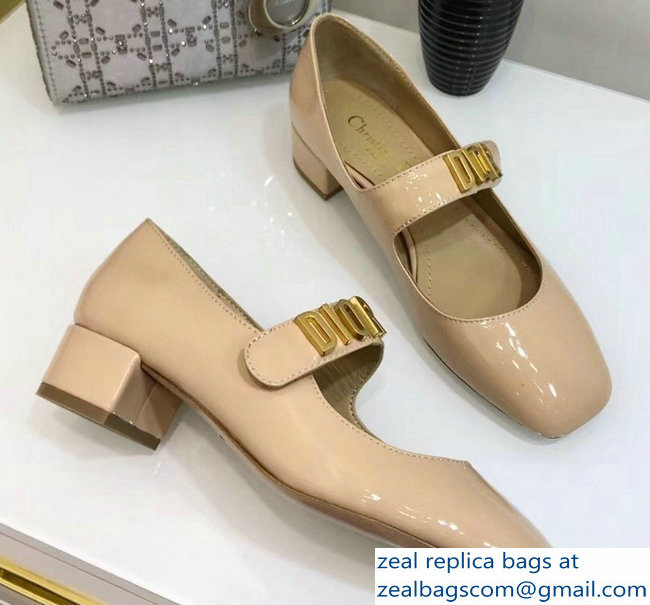Dior Heel 3cm Baby-D Ballet Pumps Patent Apricot 2019