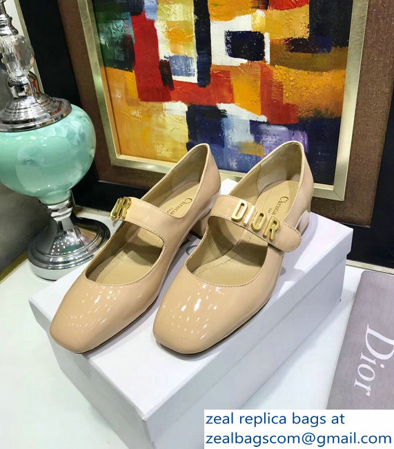 Dior Heel 3cm Baby-D Ballet Pumps Patent Apricot 2019 - Click Image to Close