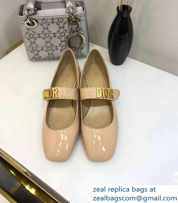 Dior Heel 3cm Baby-D Ballet Pumps Patent Apricot 2019 - Click Image to Close