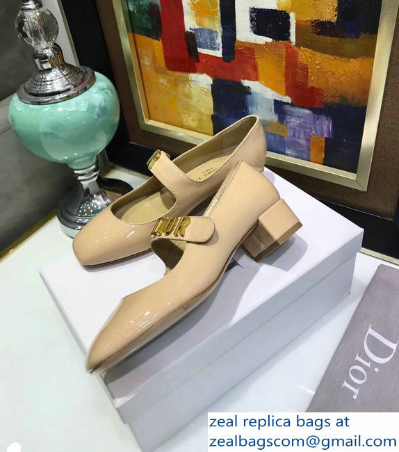 Dior Heel 3cm Baby-D Ballet Pumps Patent Apricot 2019