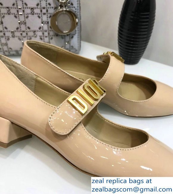 Dior Heel 3cm Baby-D Ballet Pumps Patent Apricot 2019