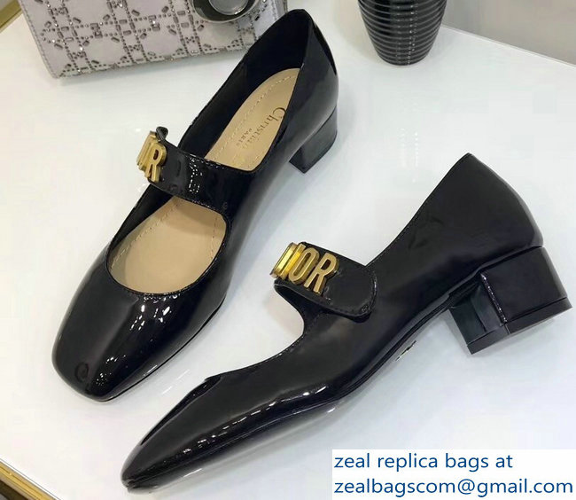 Dior Heel 3cm Baby-D Ballet Pumps Patent Black 2019 - Click Image to Close