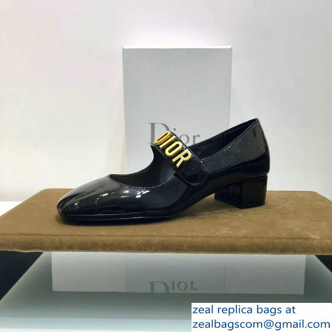 Dior Heel 3cm Baby-D Ballet Pumps Patent Black 2019