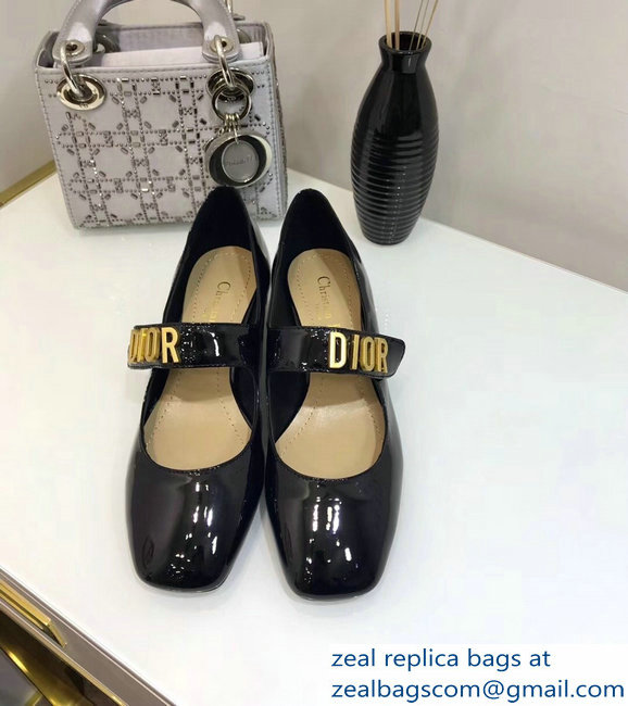 Dior Heel 3cm Baby-D Ballet Pumps Patent Black 2019 - Click Image to Close