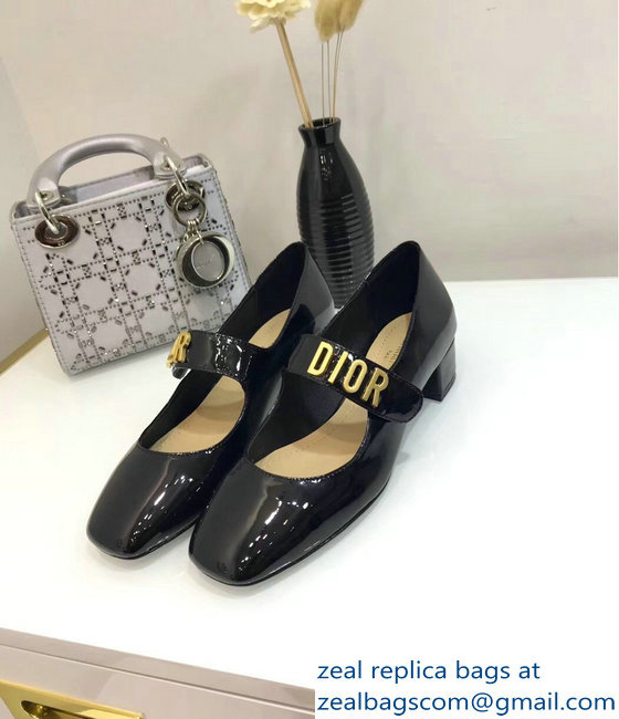 Dior Heel 3cm Baby-D Ballet Pumps Patent Black 2019