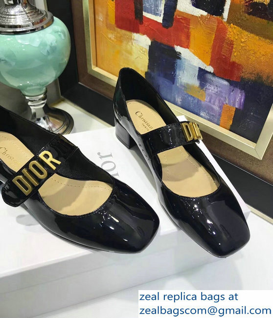 Dior Heel 3cm Baby-D Ballet Pumps Patent Black 2019 - Click Image to Close