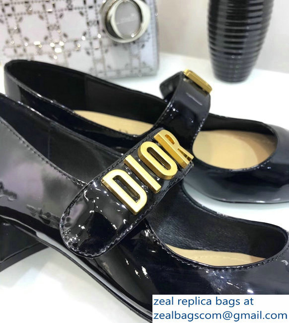 Dior Heel 3cm Baby-D Ballet Pumps Patent Black 2019