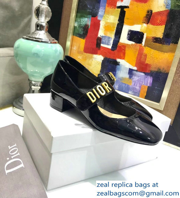 Dior Heel 5cm Baby-D Ballet Pumps Patent Black 2019 - Click Image to Close