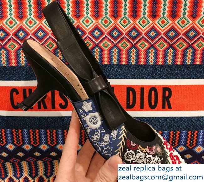 Dior Heel 6.5cm Embroidered Slingback Pumps High-Heeled Shoe 2019