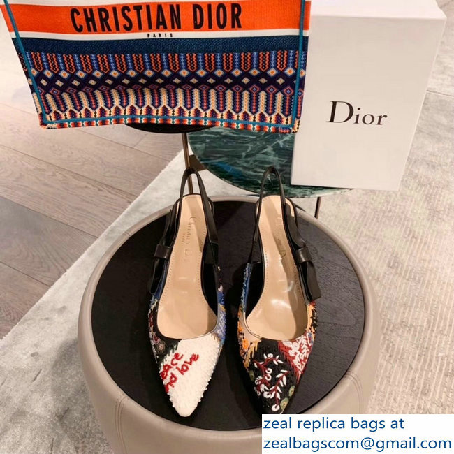 Dior Heel 6.5cm Embroidered Slingback Pumps High-Heeled Shoe 2019 - Click Image to Close