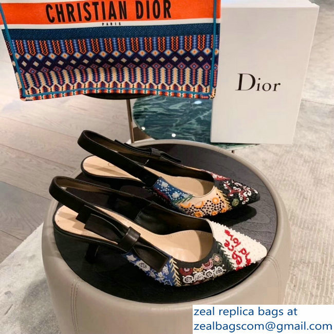 Dior Heel 6.5cm Embroidered Slingback Pumps High-Heeled Shoe 2019