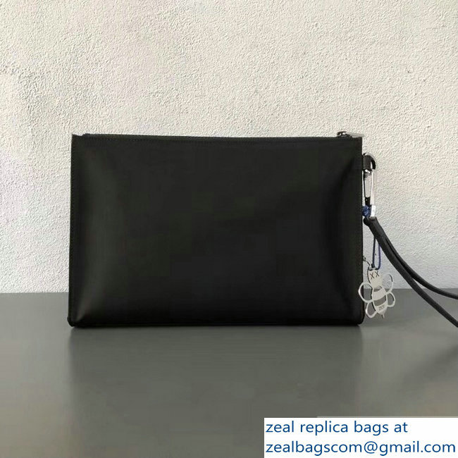 Dior Nylon Bee DIOR X KAWS Pouch Clutch Bag Black with Blue Logo 2019 - Click Image to Close