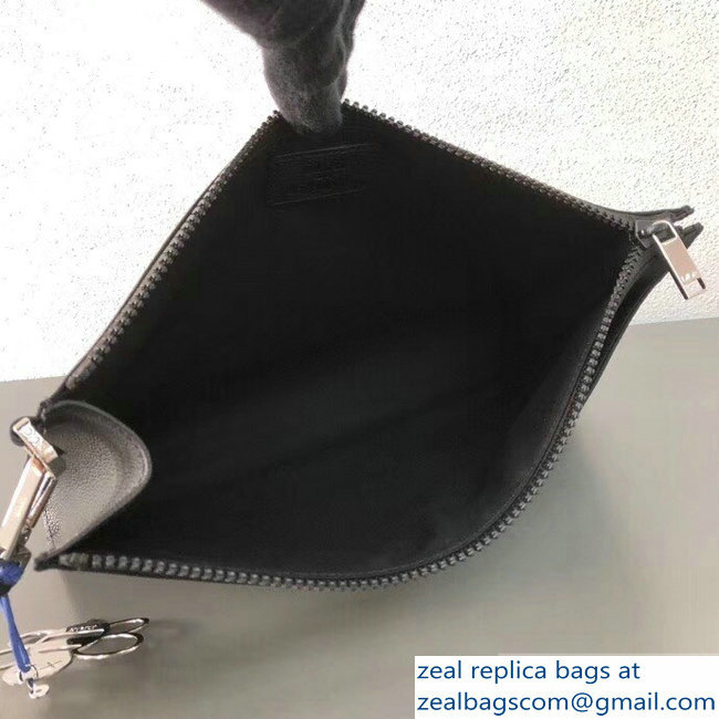 Dior Nylon Bee DIOR X KAWS Pouch Clutch Bag Black with Blue Logo 2019 - Click Image to Close