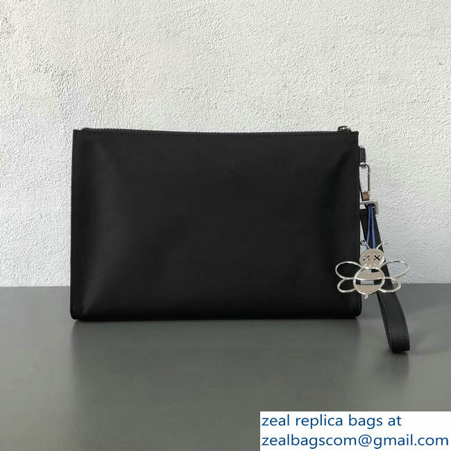 Dior Nylon Bee DIOR X KAWS Pouch Clutch Bag Black with White Logo 2019 - Click Image to Close