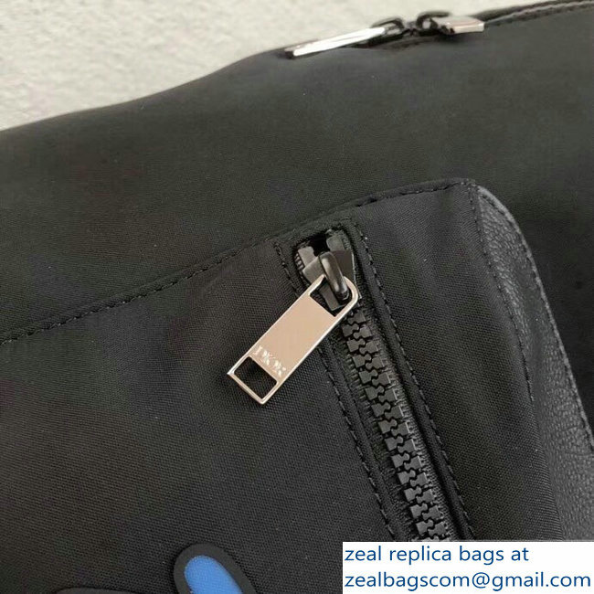 Dior Nylon Bee DIOR X KAWS Rider Backpack Bag Black with Blue Logo 2019