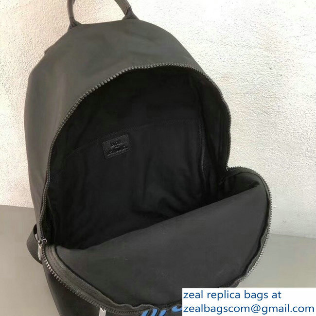Dior Nylon Bee DIOR X KAWS Rider Backpack Bag Black with Blue Logo 2019 - Click Image to Close