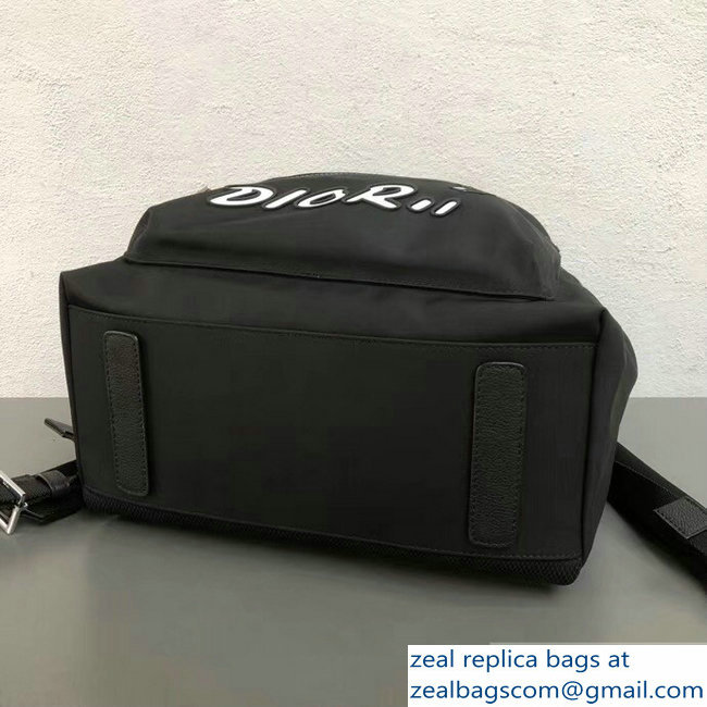 Dior Nylon Bee DIOR X KAWS Rider Backpack Bag Black with White Logo 2019