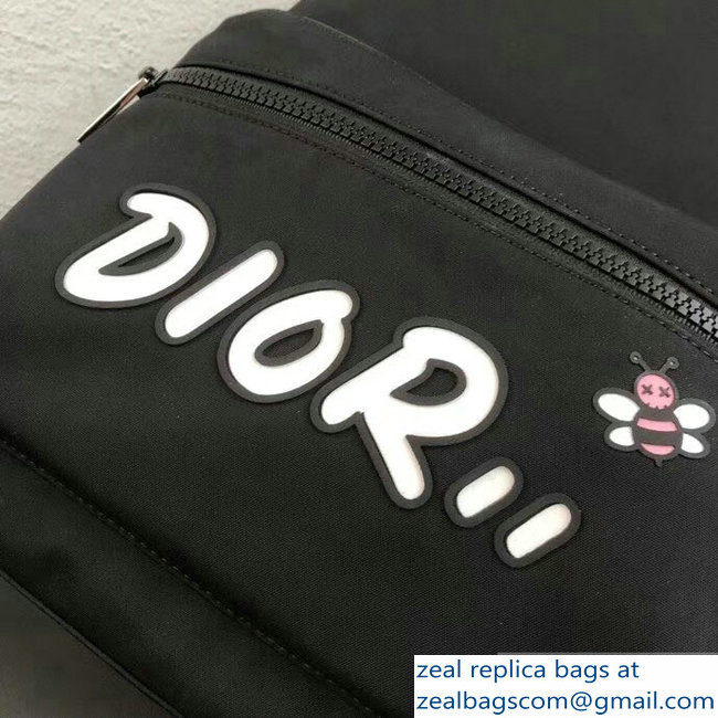 Dior Nylon Bee DIOR X KAWS Rider Backpack Bag Black with White Logo 2019