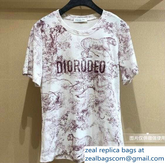 Dior Toile De Jouy Print Cotton T-shirt Red 2019