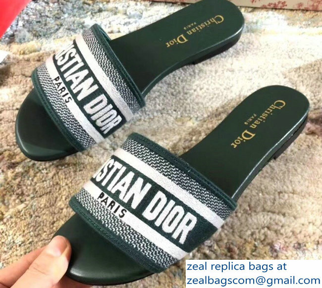 Dior Woven Logo Dway Mules Slipper Sandals Green 2019