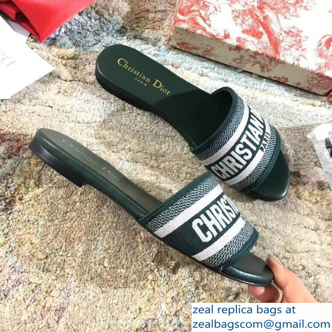 Dior Woven Logo Dway Mules Slipper Sandals Green 2019