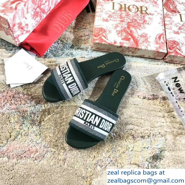 Dior Woven Logo Dway Mules Slipper Sandals Green 2019 - Click Image to Close