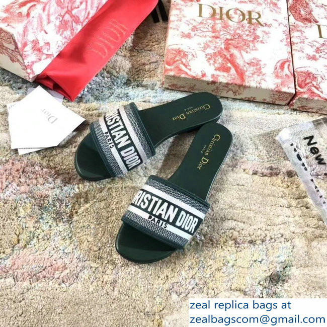 Dior Woven Logo Dway Mules Slipper Sandals Green 2019