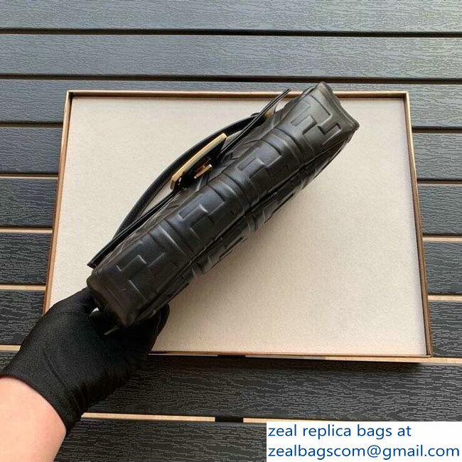 Fendi All-Over FF Motif Leather Medium Baguette Bag Black 2019 - Click Image to Close