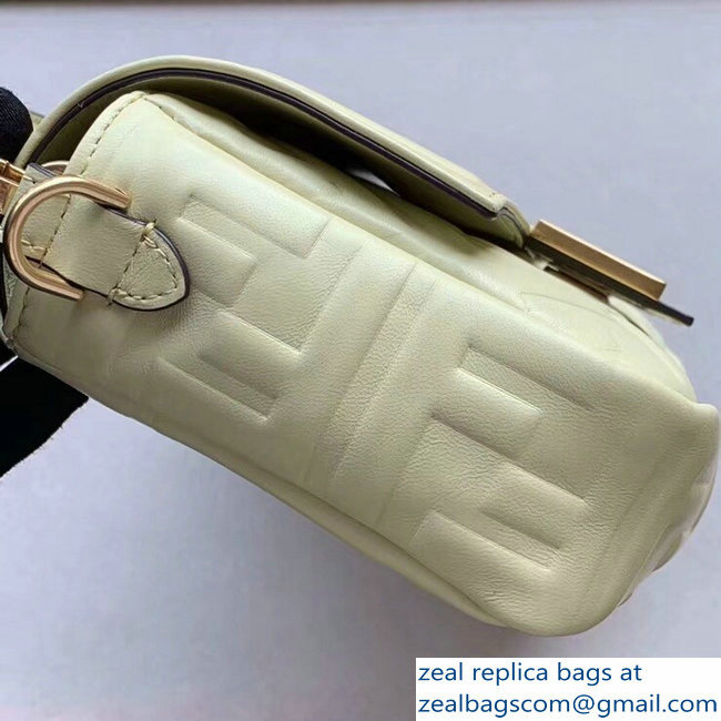 Fendi All-Over FF Motif Leather Medium Baguette Bag Pale Yellow 2019