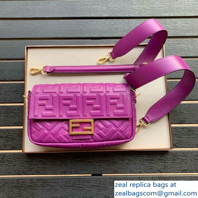 Fendi All-Over FF Motif Leather Medium Baguette Bag Purple 2019