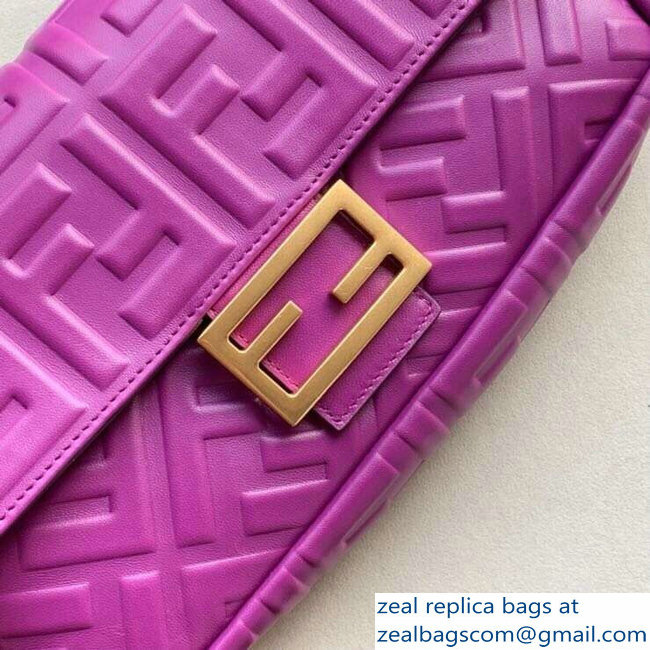 Fendi All-Over FF Motif Leather Medium Baguette Bag Purple 2019 - Click Image to Close