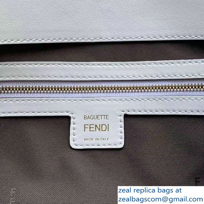 Fendi All-Over FF Motif Leather Medium Baguette Bag White 2019 - Click Image to Close