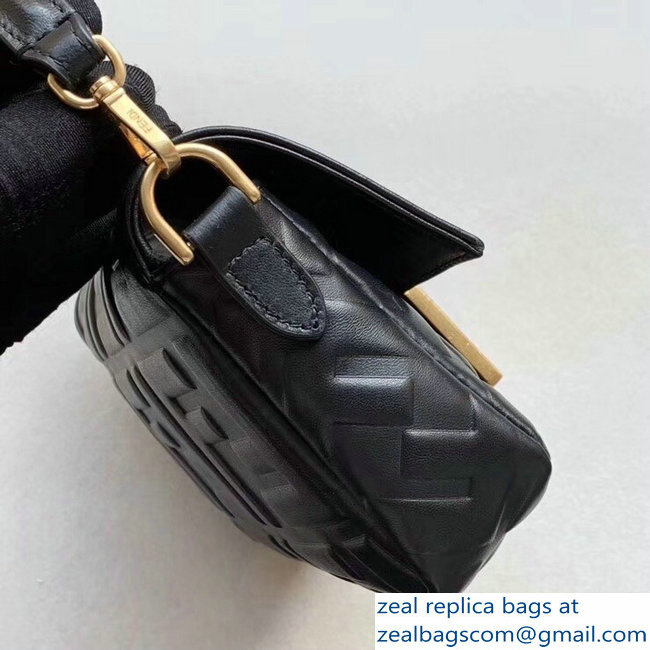 Fendi All-Over FF Motif Leather Mini Baguette Bag Black 2019 - Click Image to Close
