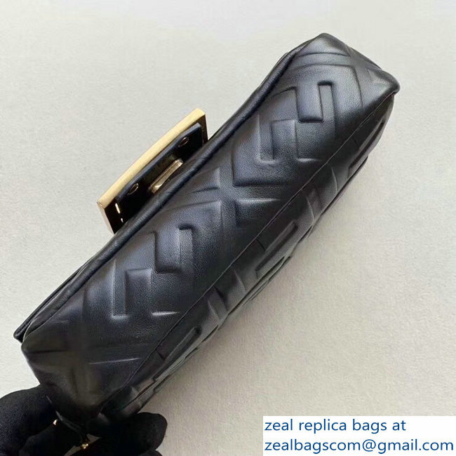 Fendi All-Over FF Motif Leather Mini Baguette Bag Black 2019 - Click Image to Close