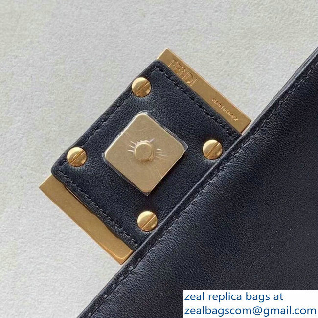Fendi All-Over FF Motif Leather Mini Baguette Bag Black 2019