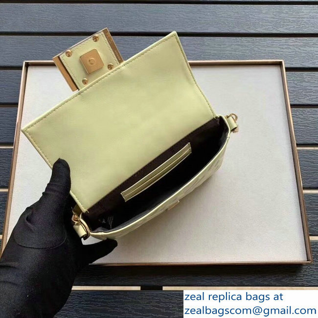 Fendi All-Over FF Motif Leather Mini Baguette Bag Pale Yellow 2019 - Click Image to Close